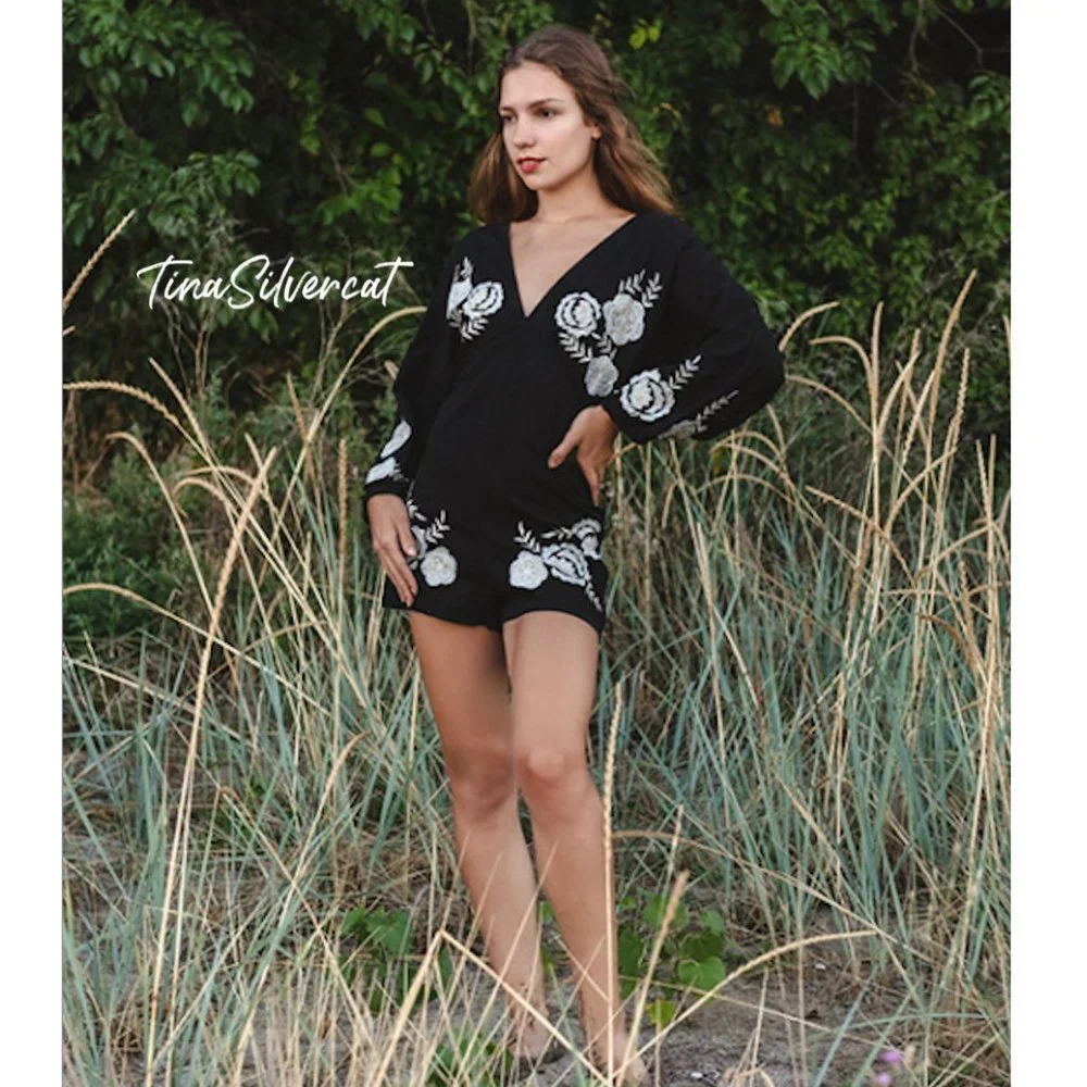 Zara Jumpsuit Romper Black White NWT